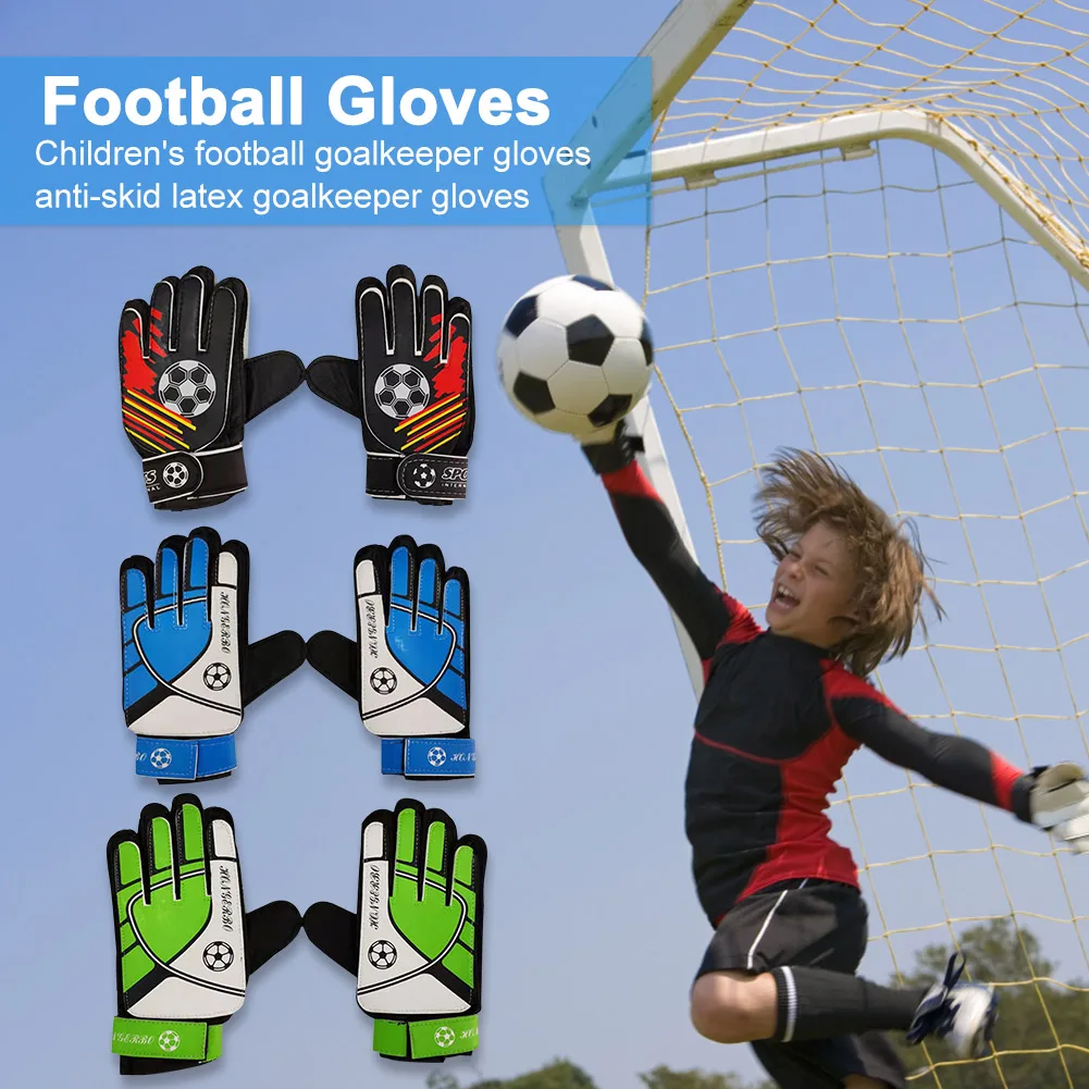 

Soccer Gloves Strong Grips Children Football Goalkeeper Gloves Latex Support Full Finger Protection Professional for Kids Adults