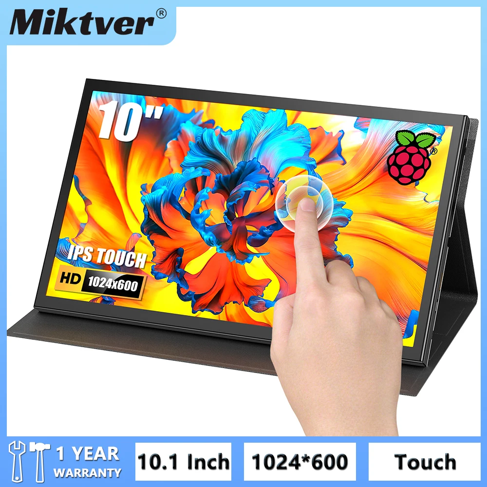 

Miktver Driver Free 10.1 Inch Capacitive Touch Screen 1024*600 Portable HDMI Gaming Monitor 3mm Response Compatible Raspberry Pi