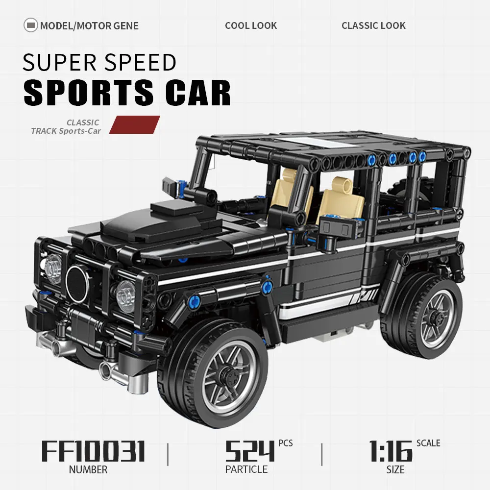 

FF10031 Technical High Tech Black Super Racing Car Remote Control Moc Modular Brick Model Building Block Boy Toys Gifts 524pcs