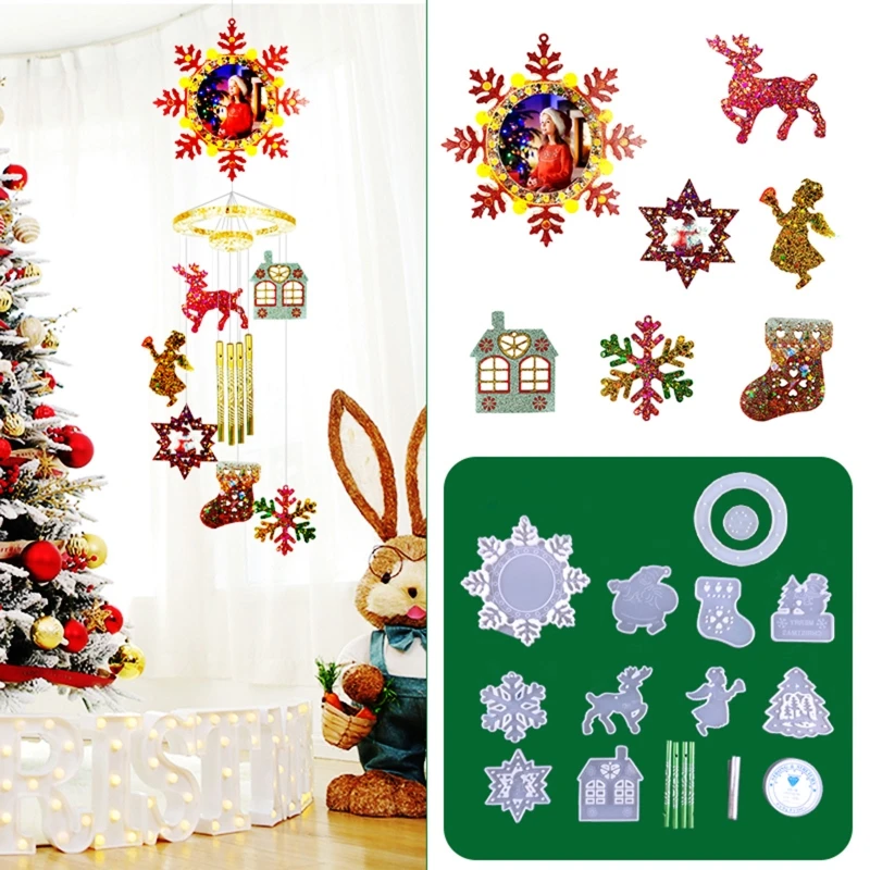 

DIY Wind Chime силиконовая эпоксидная смола, форма, настенная, рождественское подвесное украшение, прекрасный кулон, Рождественское дерево Accs лит...