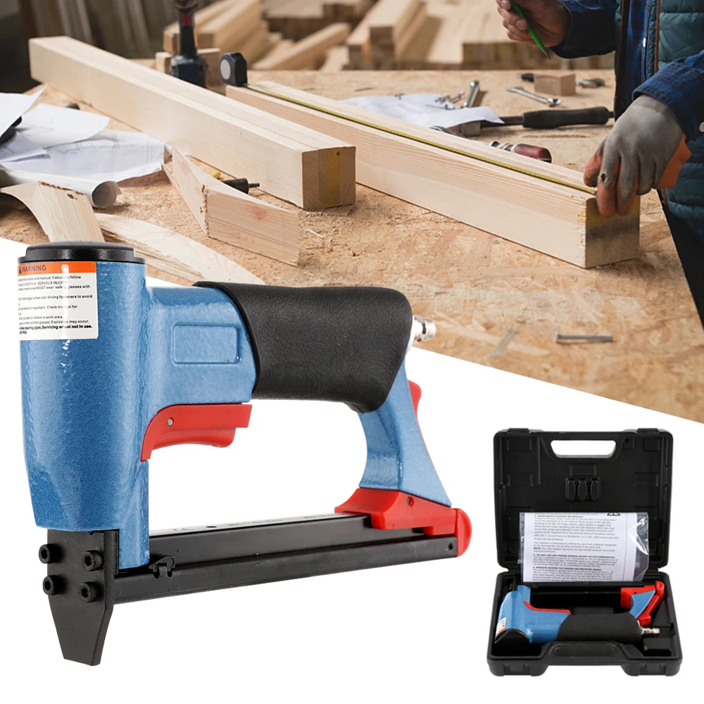 1/2 Inch Pneumatic Nail Gun Air Stapler Kit Furniture Staple Gun Hand Tacker Flooring Framing Nailers Woodworking Tools with Box