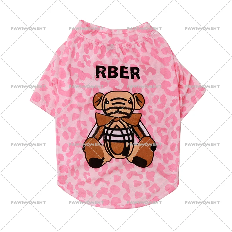 Летняя хлопковая Футболка с принтом медведя для щенков одежда домашних животных