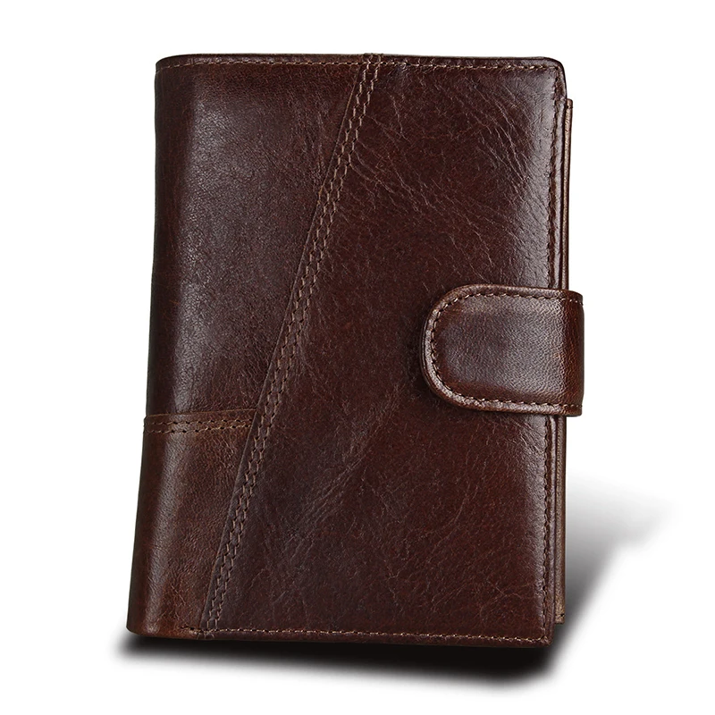 

Men's Wallets Vintage Genuine Leather Wallet RFID Blocking Vertical Business Card Holder Cowhide Purse Bag