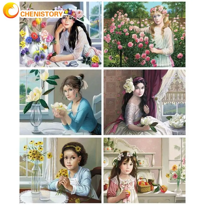 

CHENISTORY Oil Painting By Numbers For Adults Decorative Paintings Girls Artwork Diy Gift Hand Painting On Canvas For Beginners