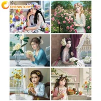 chenistory oil painting by numbers for adults decorative paintings girls artwork diy gift hand painting on canvas for beginners