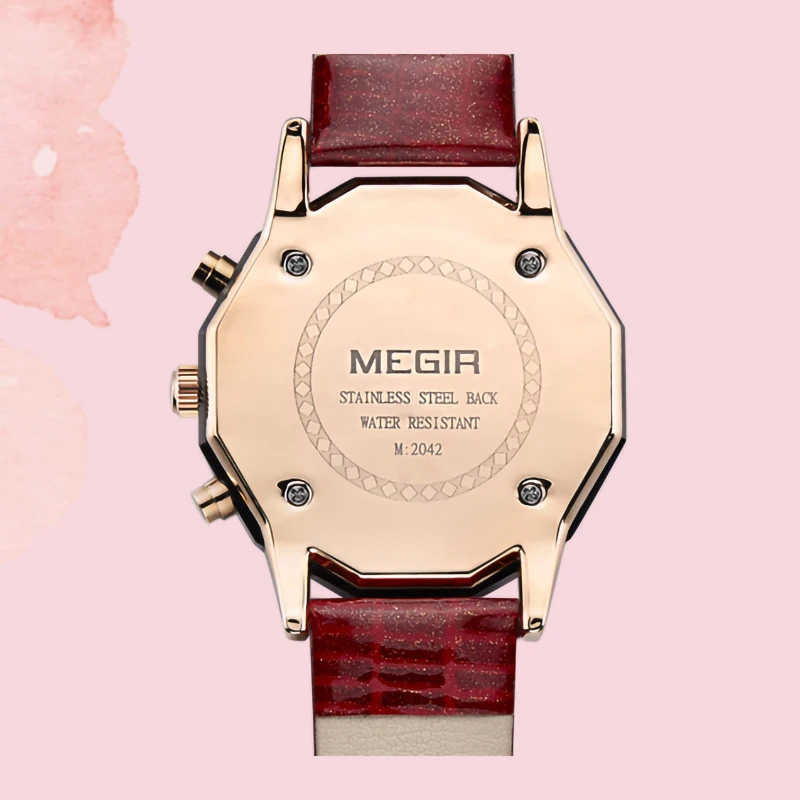 Часы MEGIR женские кварцевые под розовое золото Элегантные Роскошные