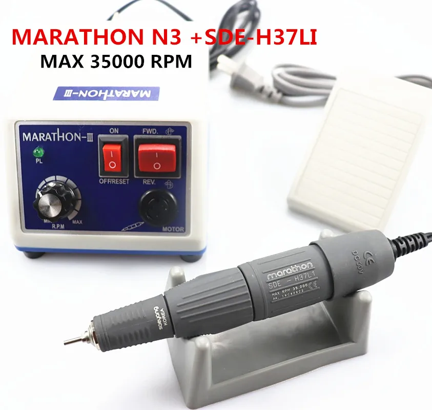 Micromotor Machine MARATHON N3 35k RPM Polishing Handpiece or E type Electric Motor contra angle & straight handpiece