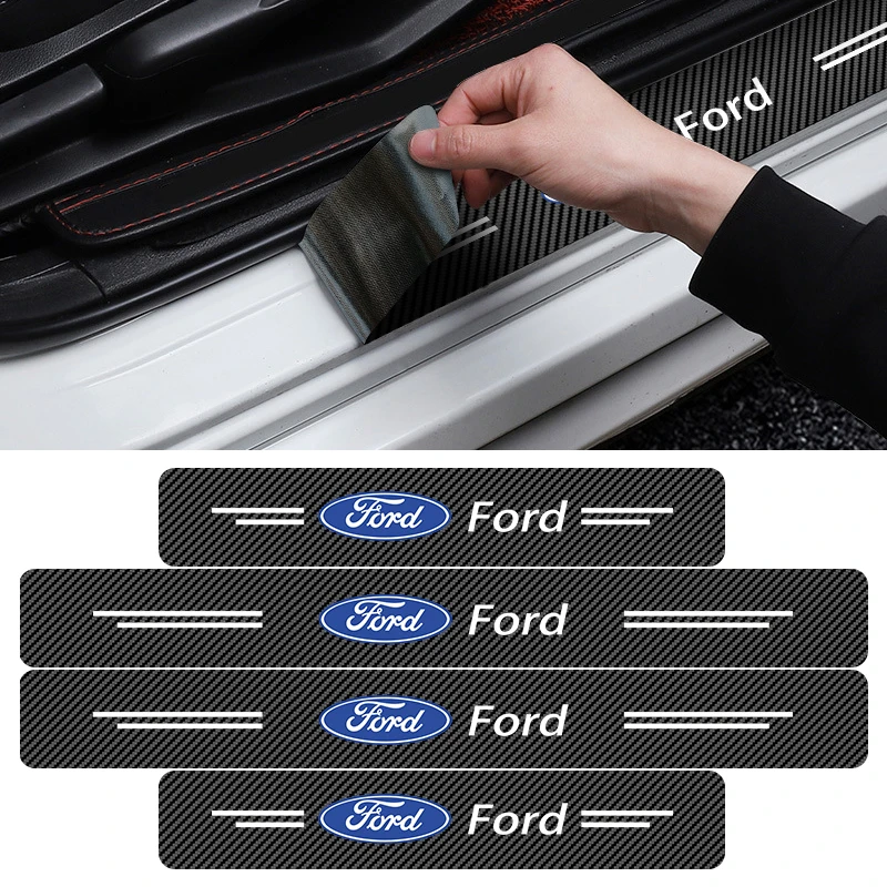 

4PCS Carbon Fiber Car Door Threshold Protected Stickers Vinyl Decals for Ford Focus Mk2 Mk3 Fiesta Ranger Mondeo Kuga Explorer