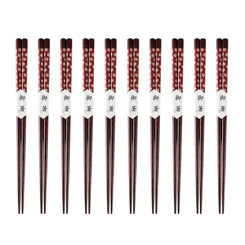 

10 Pairs of Home Wooden Chopsticks Japanese-Style Chopsticks Kitchen Supplies