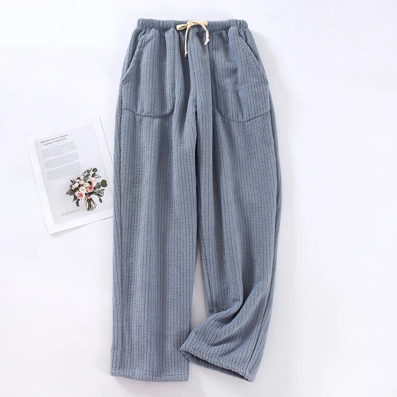 Мужские дышащие однотонные хлопковые Пижамные брюки свободные Мужская одежда