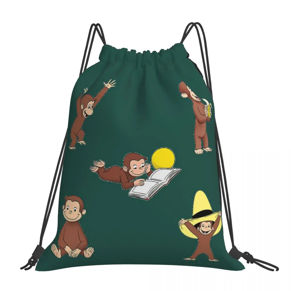 

George The Curious Monkey Cartoon For Kids Pack Backpacks Portable Drawstring Bags Drawstring Bundle Pocket Sports Bag Book Bags