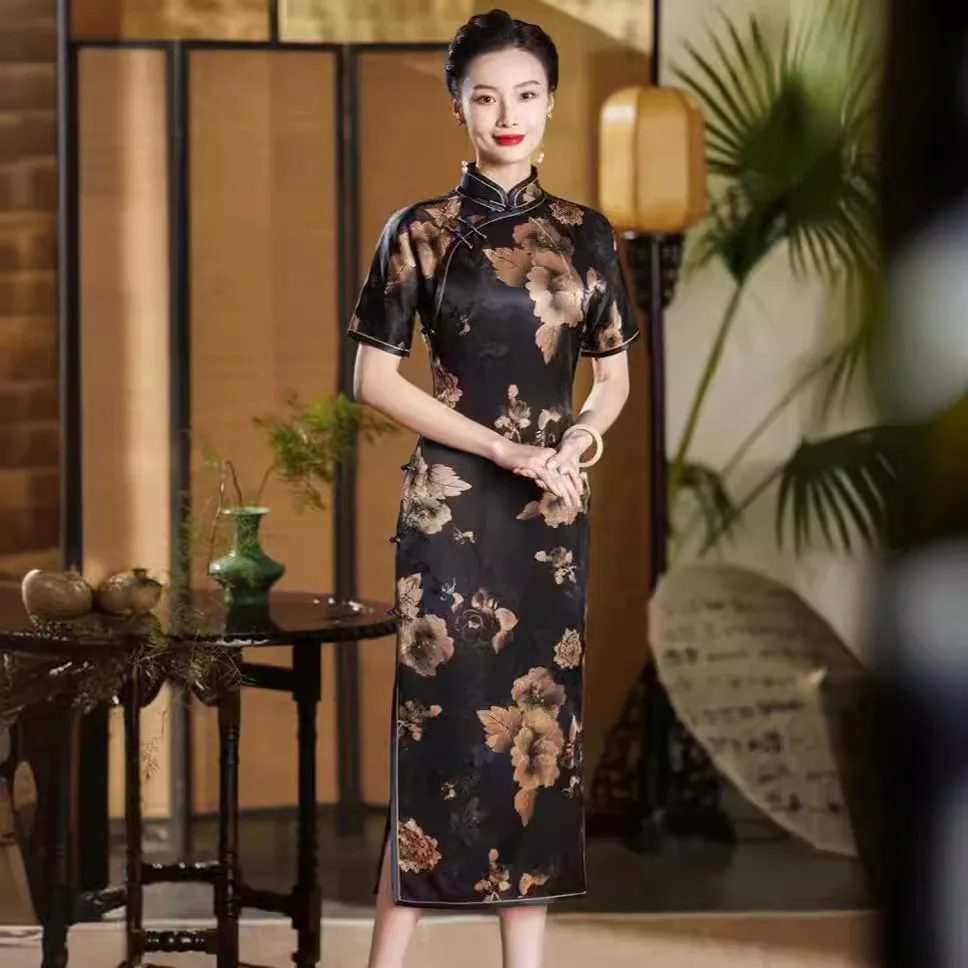 Высококачественный полный кардиган из пряжи Xiangyun Cheongsam Qipao лето 2024 новый
