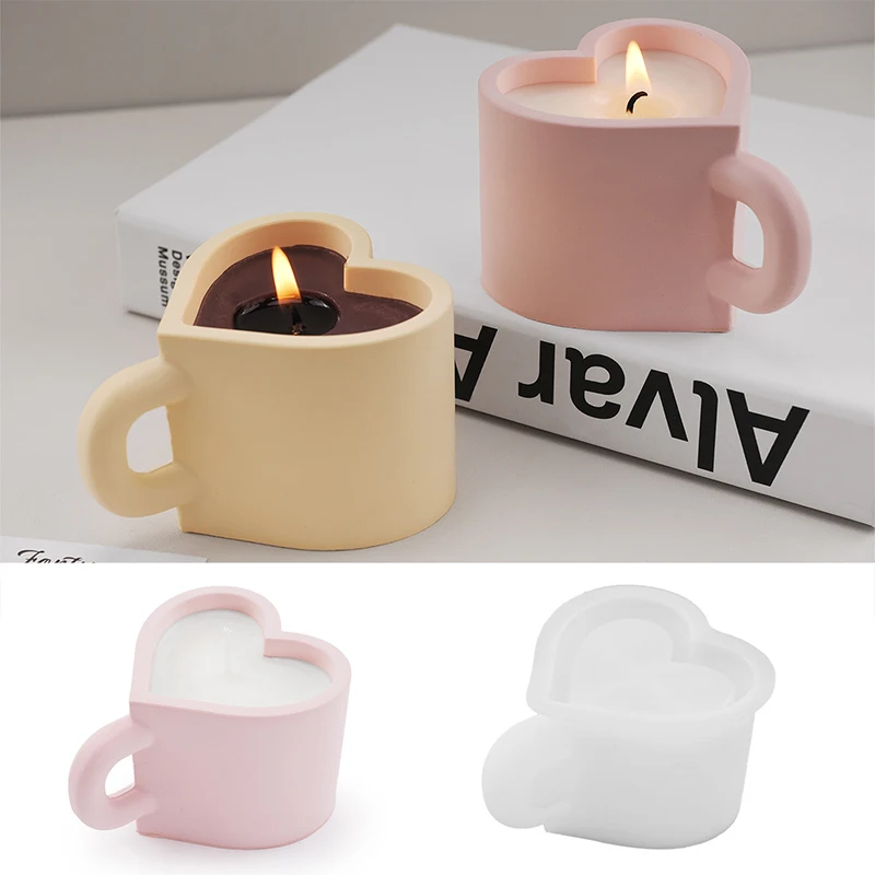 Diy Love Heart Кружка Силиконовая форма для свечей Большая ароматическая выпечки мыла