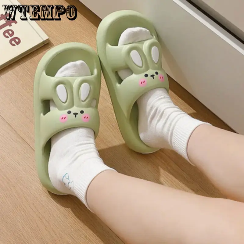 WTEMPO Cute Cartoon Rabbit Slippers Summer Home Slides Adult Girl Lady Silent Indoor Floor Outdoors Fun Sandals Dropshipping