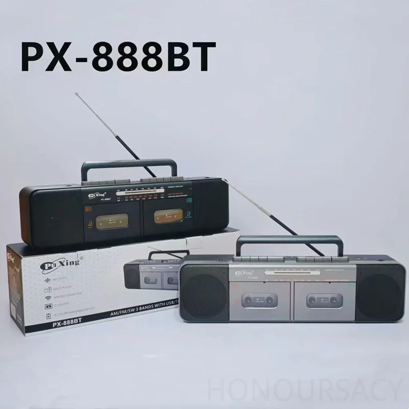 Фото Портативное винтажное ретро-радио AM/FM/SW с поддержкой USB, стерео, беспроводным Bluetooth 5.3, функцией MP3-плеера, кассетного плеера и диктофона. №5