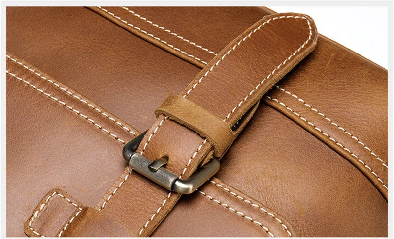 Vintage crazy horse cowhide men's messenger bag designer outdoor travel luxury natural genuine leather work tablet shoulder bag