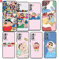 funny crayon shin chan for xiaomi redmi k50 k40 gaming k30 k20 pro 5g 10x 9t 9c 9a tpu soft black phone case cover fundas coque