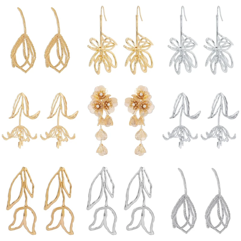 

New Design Women's Flower Statement Earrings Exaggerated Tulip Floral Dangle Drop Earrings Fashion Hollow Ear Piercing Free Ship