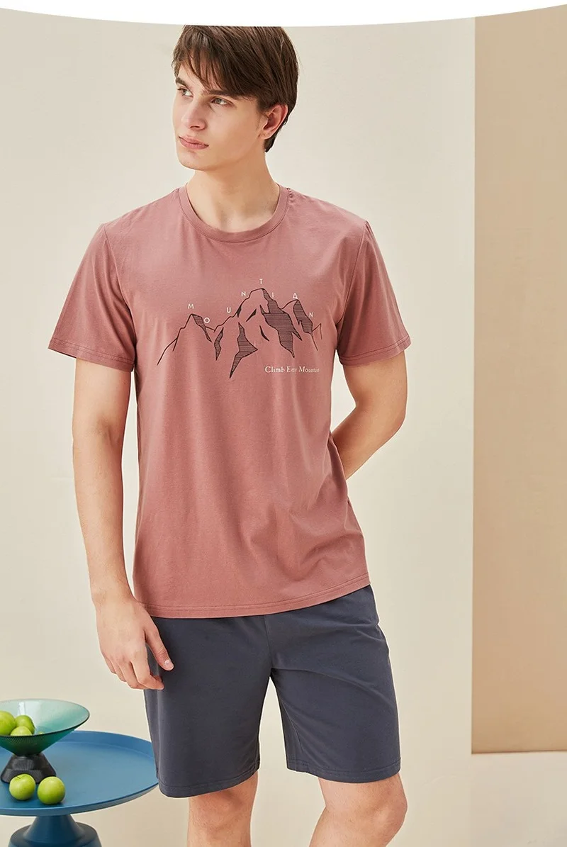 2pcs Men's Pajamas Cotton 2022 Summer Short-sleeved Pullover Tshirt Top Loose Casual Short Pants Home Clothes Pijamas for Men