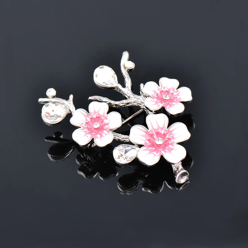 

LEEKER Fashion Pink Enamel Brooch For Women Cubic Zirconia Plum Blossom Brooch Pin jewelry 2022 bijoux femme accessories 041 LK6