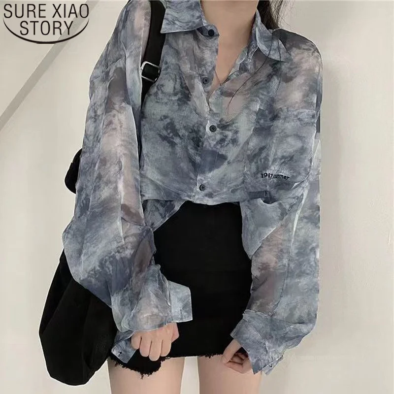 Винтажная рубашка женская модная топ с принтом Tie Dye в стиле Харадзюку новая