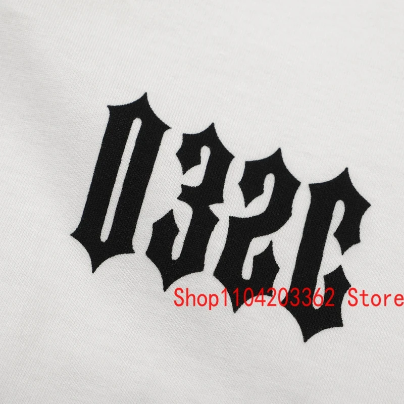 Лето 2024 свободная белая футболка 032c с короткими рукавами и английским буквенным