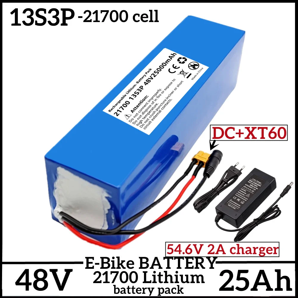 

Литий-ионный аккумулятор 48 В, 25 Ач, 13 s3p, 21700, 48 В, 1000 Вт, яркий Аккумулятор для электровелосипеда + зарядное устройство 54,6 в, 2 А