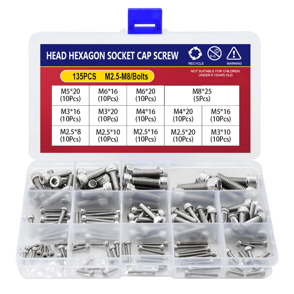 135 шт. винты с шестигранной головкой из нержавеющей стали