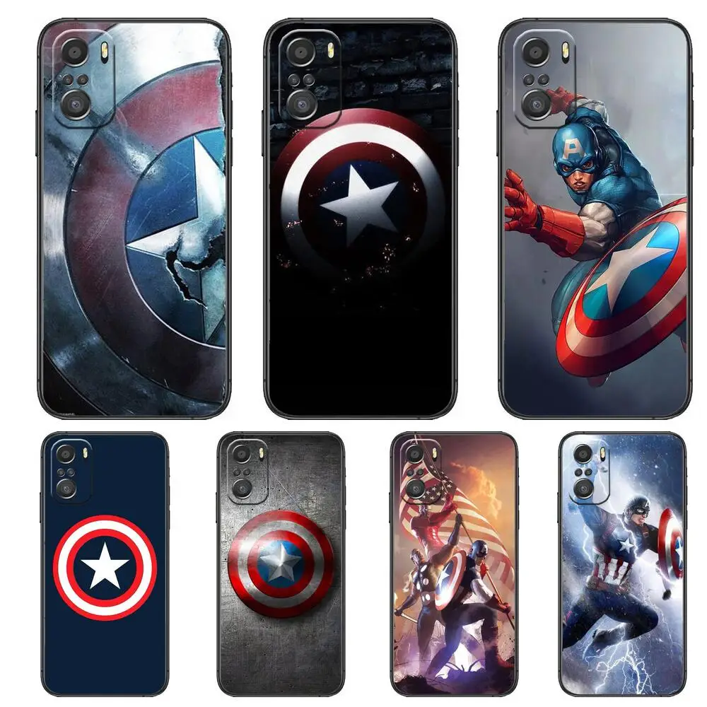 

Marvel Captain America Phone Case For xiaomi redmi 11 Lite pro Ultra 10 9 8 MIX 4 FOLD 10T Black Cover Silicone Back Prett