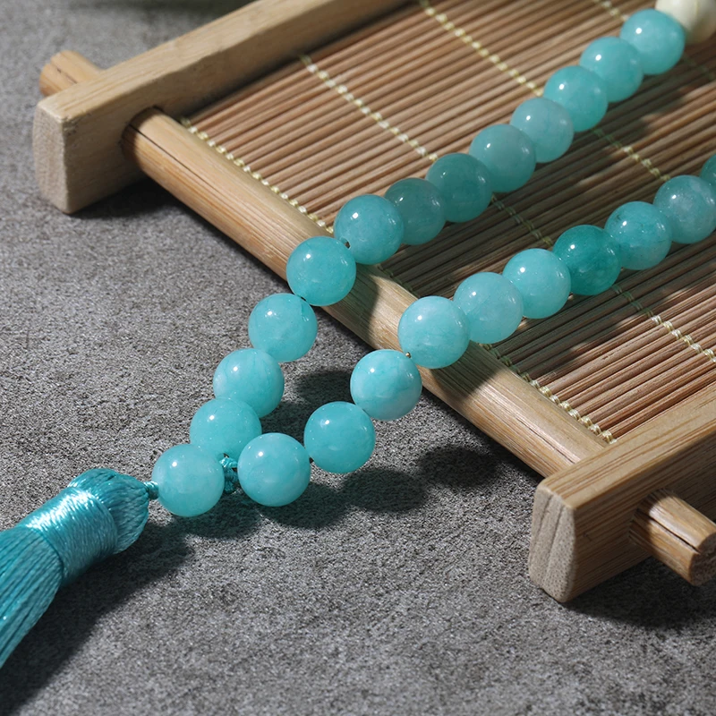 Жемчужное ожерелье OAIITE Mala желтый тигровый глаз синий камень деревянные бусины