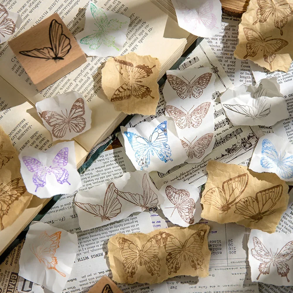 Деревянные резиновые штампы с узором бабочки для DIY Скрапбукинг поздравительные