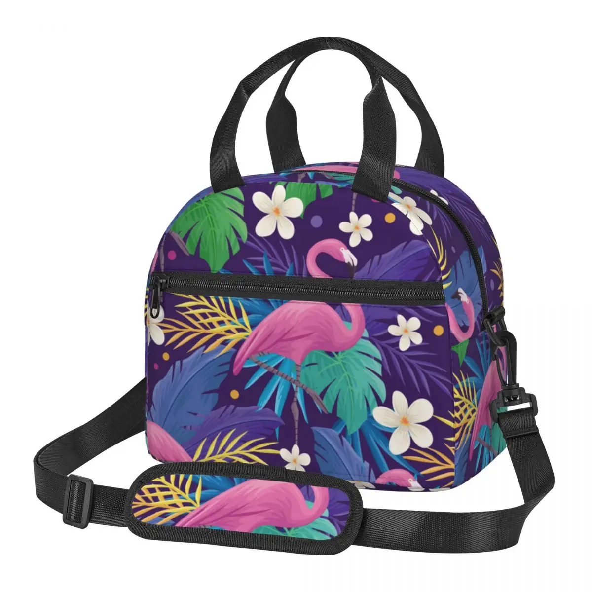 

Portable Insulated Thermal Bento Lunch Box Colorful Flamingo Summer Floral Picnic Storage Bag Pouch Lunch Bag
