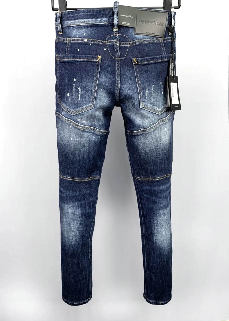 Spring/Summer New DSQUARED2 Jeans Men/Women Fashion Three-Dimensional Cut Stitching Pants Type Washed Hole Patch 601