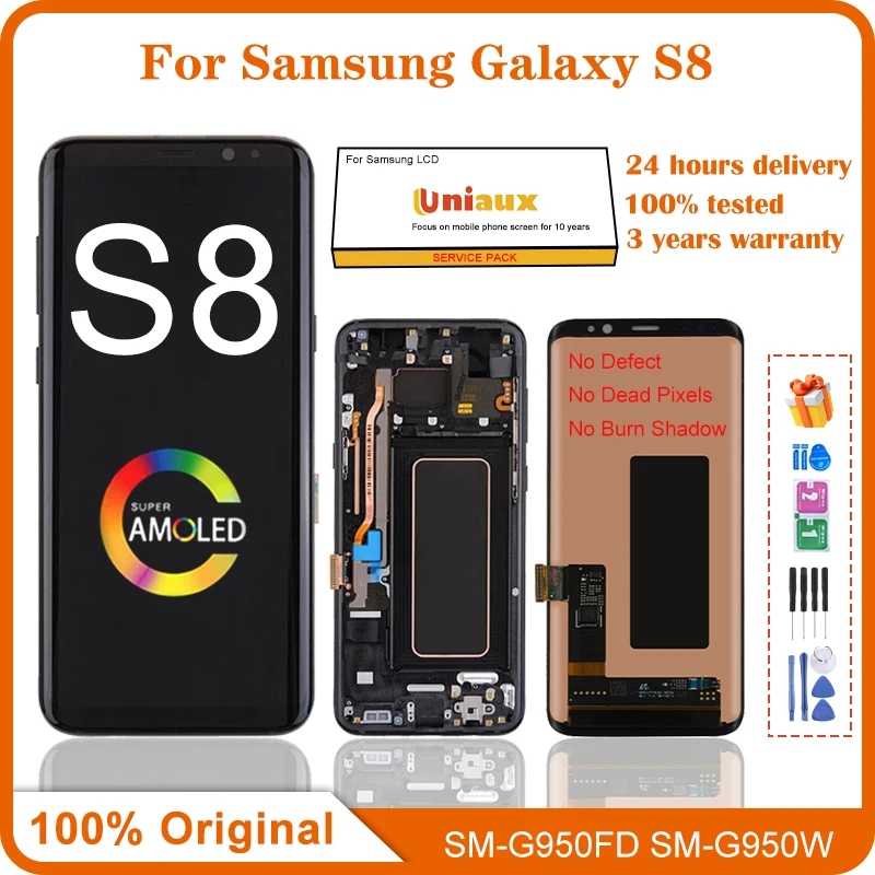 Original Display for SAMSUNG Galaxy S8 G950F G950FD G9500 G950U G950 LCD with Touch Screen Digitizer Assembly Replacement