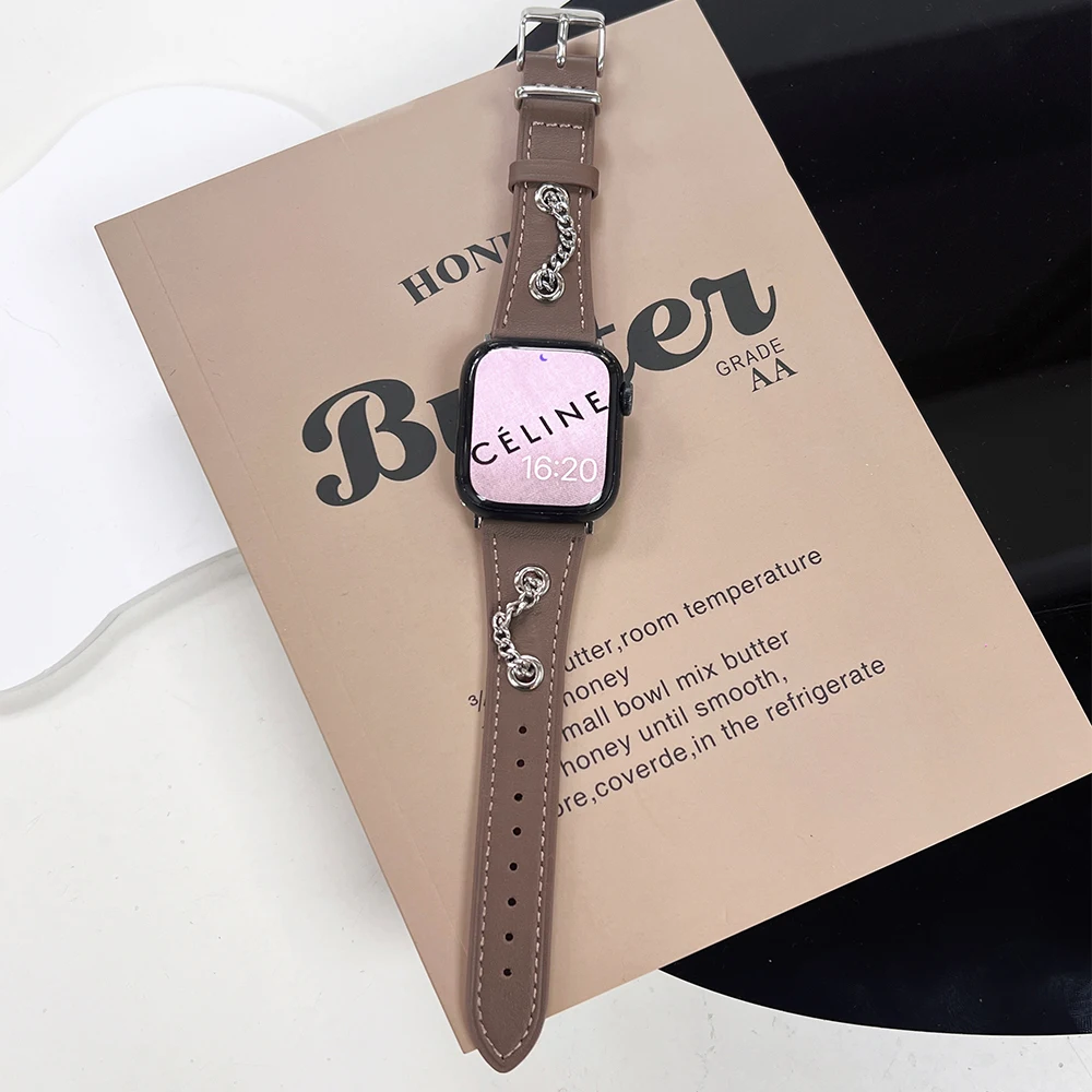 

Leather strap For Apple watch Band 44mm Ultra 49mm 40mm 38mm/42mm wrist bracelet 45/44 mm iWatch series 8 7 3 4 5 6 se 41mm/45mm