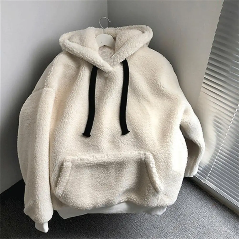 

Women Winter Hoodie Long Sleeves Lady Hoodie Drawstring sweatshirt Patch Pocket Plush Pullover Casual Hoodie ropa de mujer