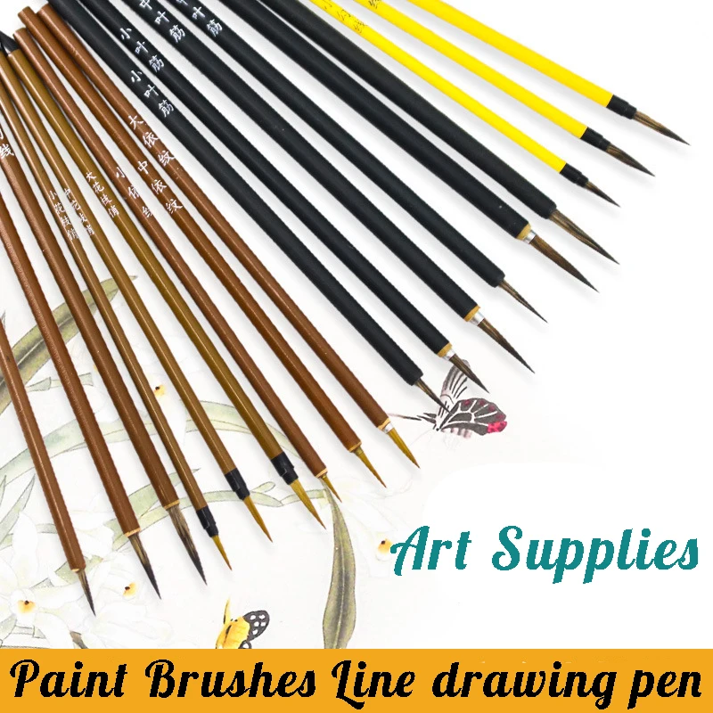 

Линия волчьей шерсти, Книжная кисть для рисования, практичная Акварельная гуашь, масляная живопись, ручка с крючками, прочная тонкая ручка и...