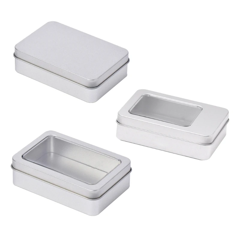 

Rectangle Money Coin Holder Box Small Metal Silver Color Jewelry Storage Box