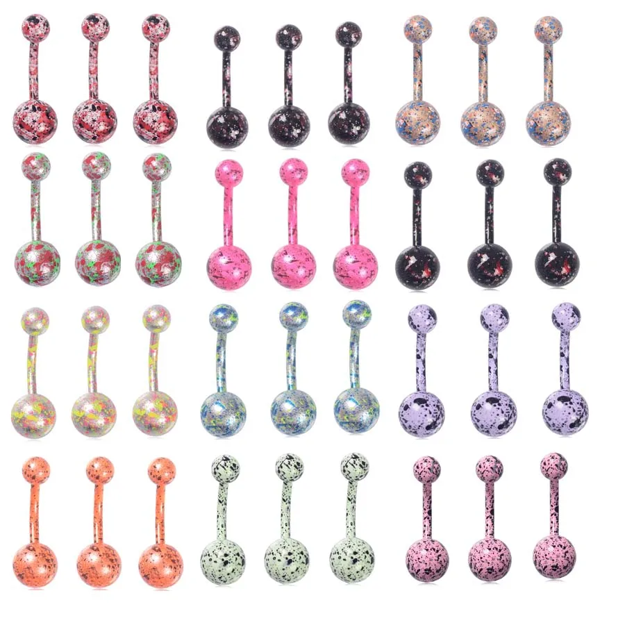 

20PCS Colorful Stainless steel Ball Belly Piercing for Women Surgical Steel Bar Belly Button Rings Navel Piercing Body Jewelry