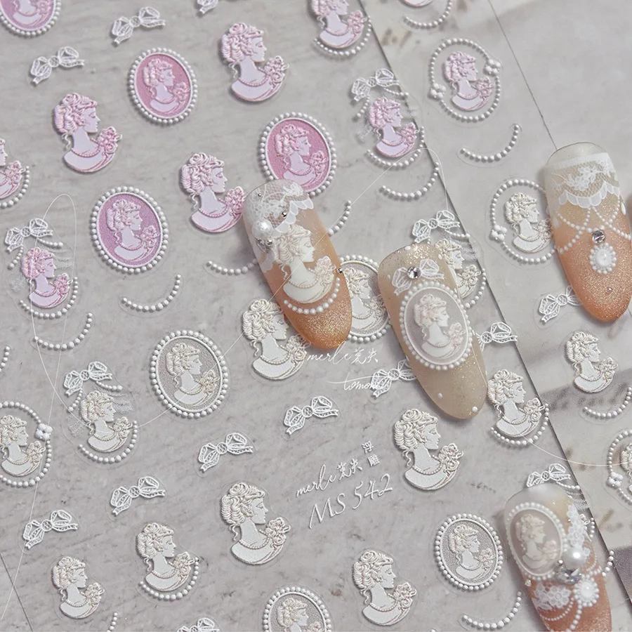 Ретро Европа Блестящий Ангел Гипсовая Статуя Наклейки Для Ногтей Розовый