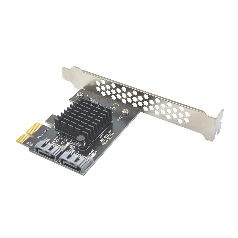 Фото Адаптер карты расширения PCIE-SATA PCI-E SATA Riser Card ASM1061 Чип PCI Express X1 на 2-портовый контроллер SATA3 6 ГБ для настольных ПК №4