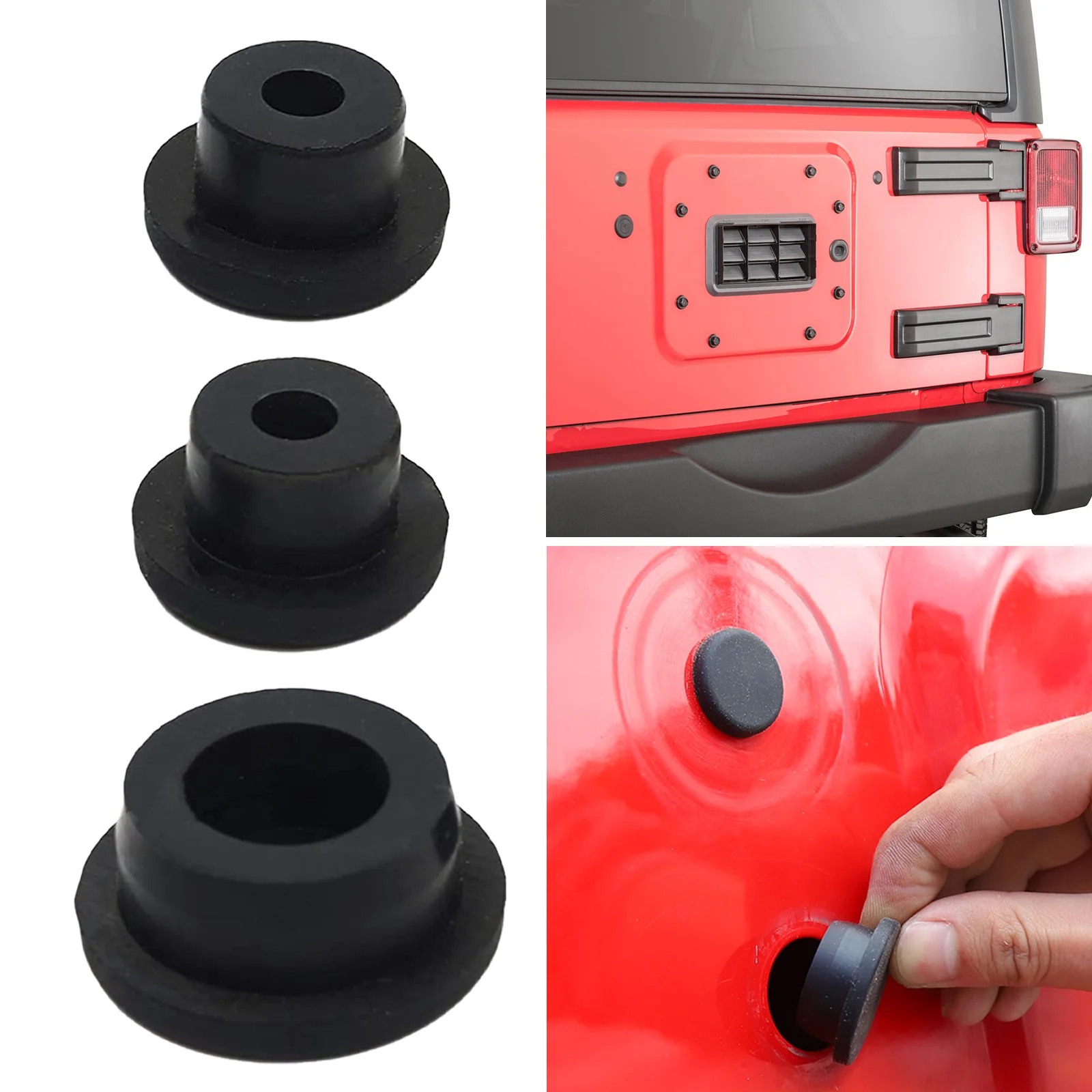 

Прочные съемные резиновые заглушки для задних отверстий для Jeep Wrangler JK 07-17, запасные резиновые заглушки для задних дверей автомобиля