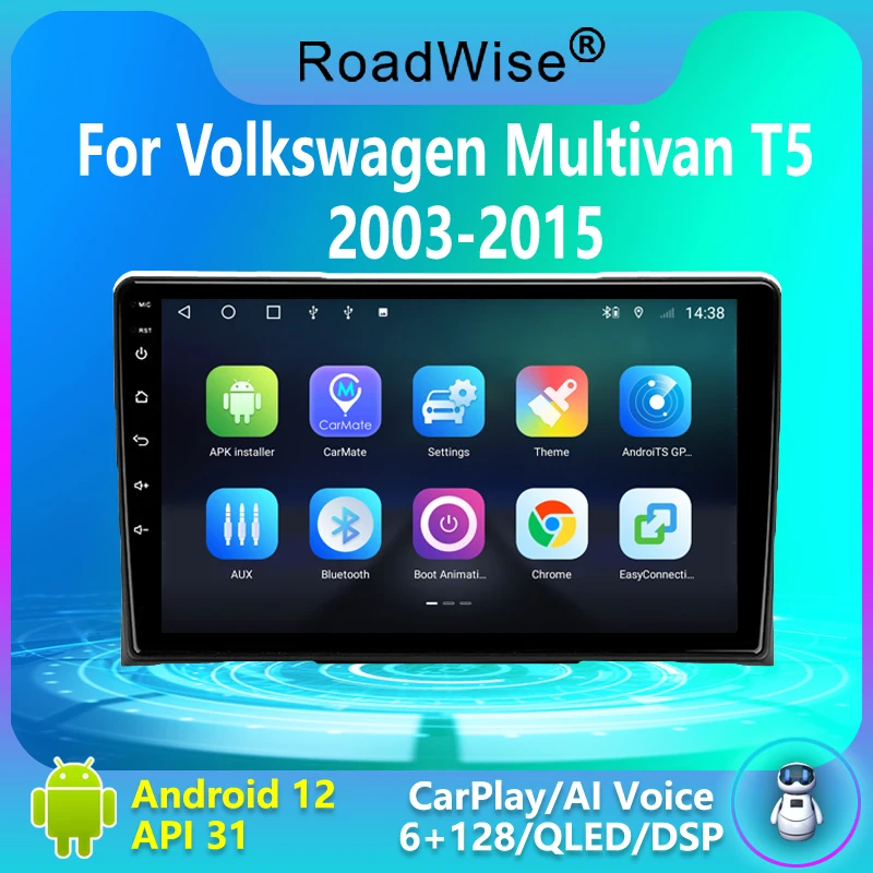 

Roadwise 8+256 Android 12 Car Radio For VW Volkswagen Multivan T5 2003 - 2015 4G Wifi GPS Navy DVD 2din Carplay Autoradio Stereo