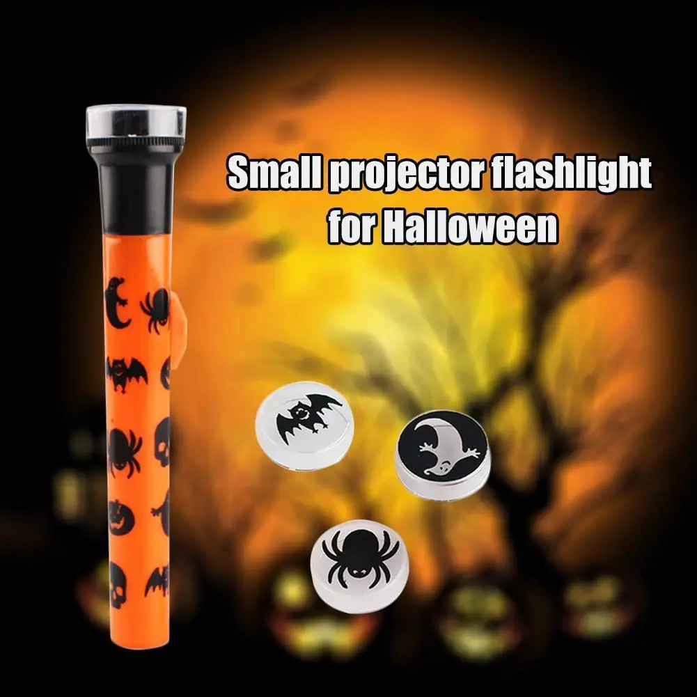 

Halloween Small Projection Lamp Flashlight Pumpkin Ghost Pattern Scary Tricky Props Skull M8y1