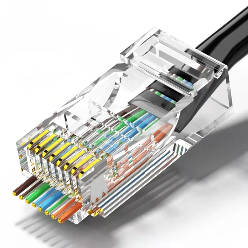 

50/100pcs CAT6 CAT5E Pass Through RJ45 Modular Plug Network Connectors UTP 50u Gold-Plated 8P8C Crimp End for Ethernet Cable