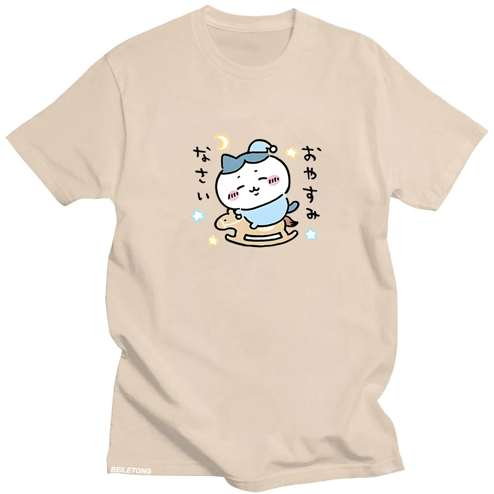 

Chiikawa He Fell Asleep on The Trojan Horse Cartoon T Shirts Women 100% Cotton Kawaii/cute T-shirts High Quality Korean Style