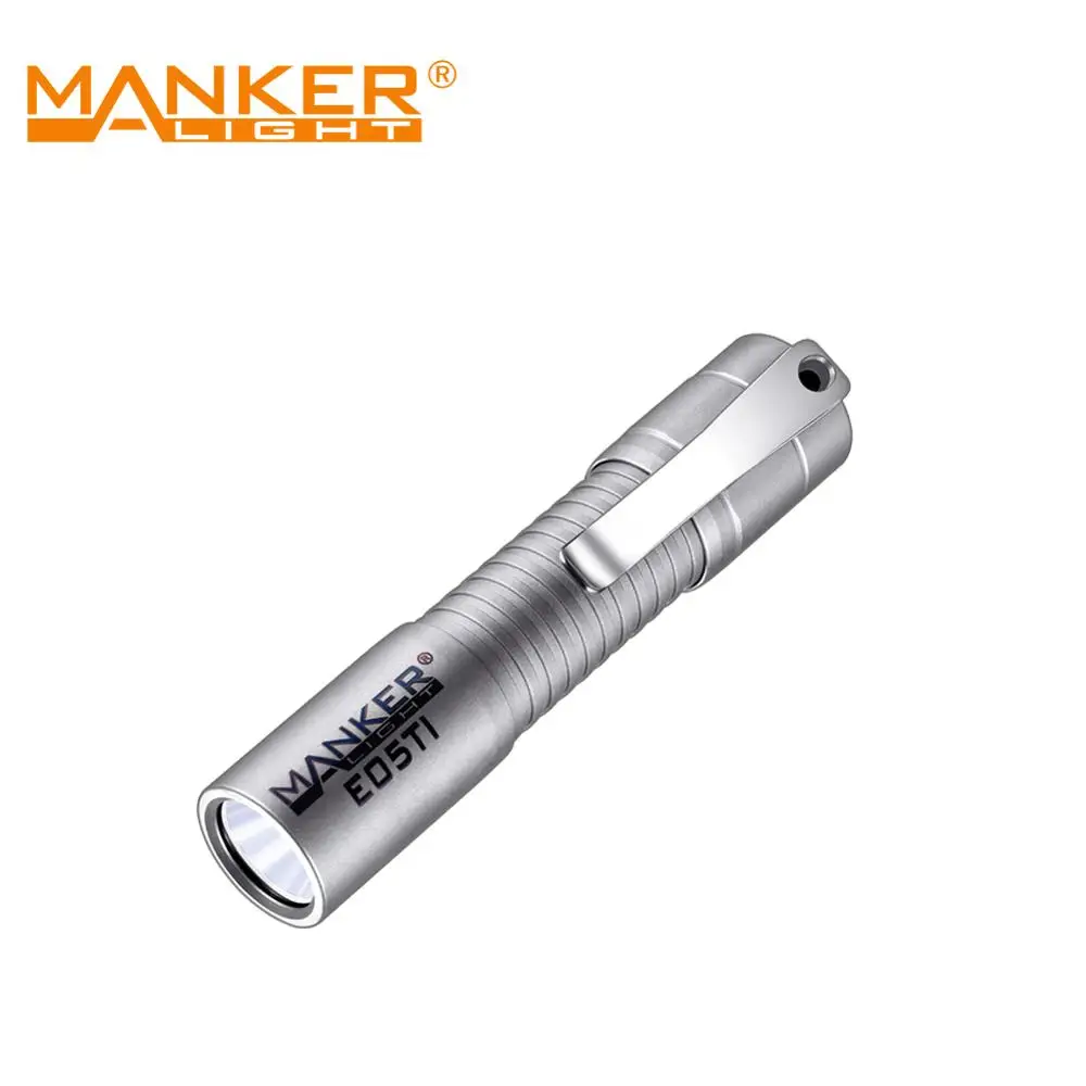 Карманный титановый фонарик Manker E05 Ti 400 люмен AA/14500 со светодиодом NM1 зажим для