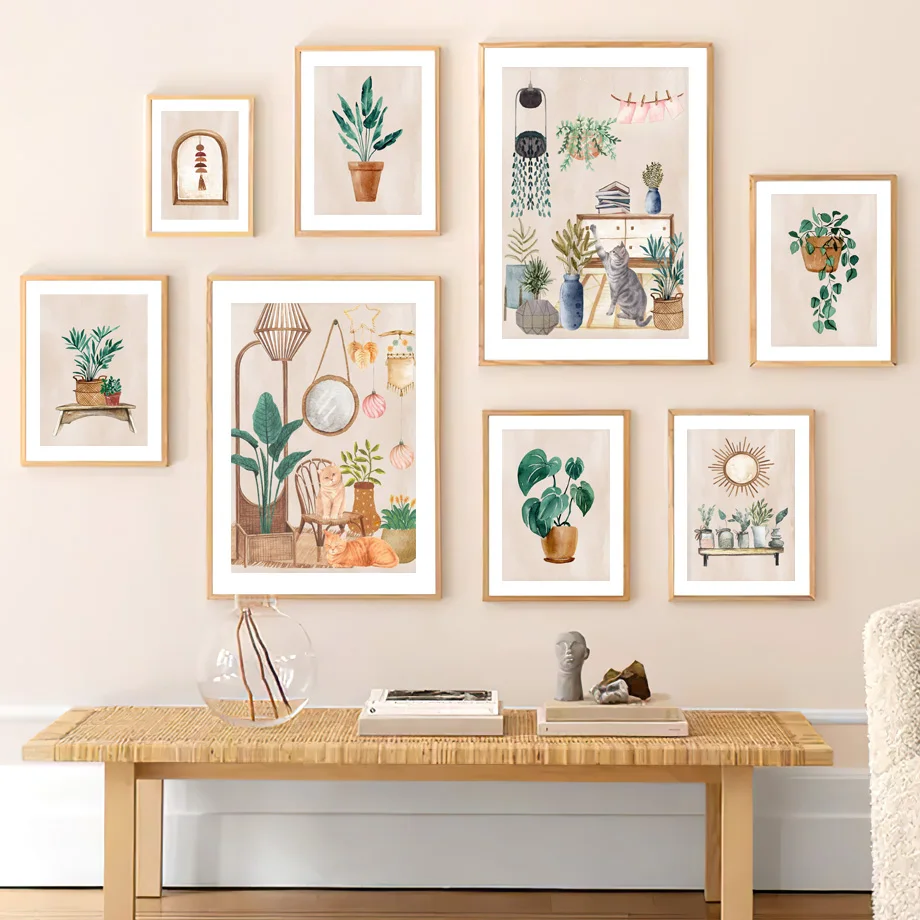 

Картины для интерьера Бохо абстрактная стена искусство растения листья холст картина без рамки украшения для дома комнаты