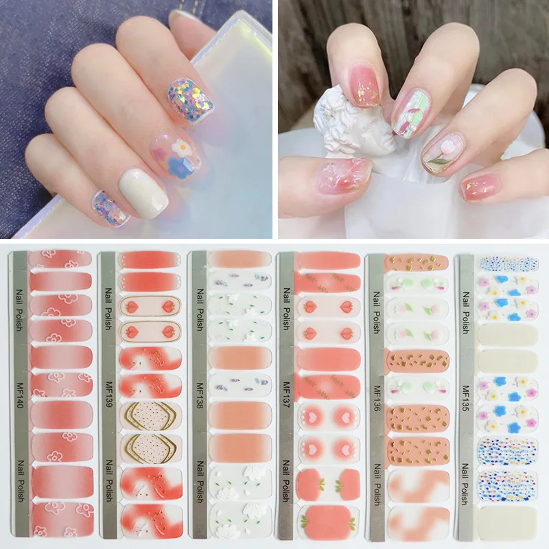 

20 nail polish film powdery protein color nail sticker 3d peach jelly nail jewelry nail decal sticker Stickers for nails