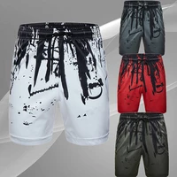 mens beach pants casual sports shorts mens casual summer splatter design shorts mens elastic drawstring cropped pants